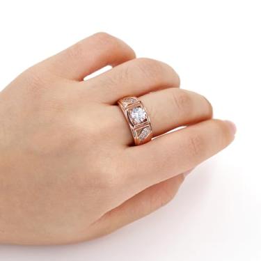 Imagem de Anel solitário de banda larga de 10 mm para homens ou mulheres - anel unissex de zircônia cúbica para marido ou esposa, presente de aniversário de aniversário YC6575, Latão Zircônia cúbica, Sem pedra