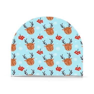 Imagem de Qilmy Porta-guardanapos de acrílico de alce de Natal de desenho animado, porta-guardanapos para mesas cozinha restaurante decoração de casa, suporte decorativo moderno para guardanapos de coquetel de