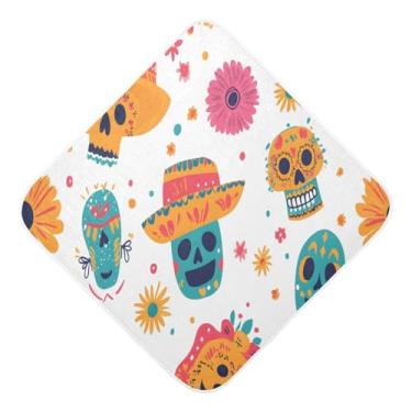 Imagem de Toalhas de bebê com capuz ultra macias absorventes toalhas de banho de algodão musselina de caveira de desenho animado para bebês recém-nascidos 89 x 89 cm