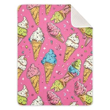 Imagem de xigua Cobertor de bebê de sorvete de desenho animado para bebês, cobertor leve e macio para recepção e cobertor para berço, carrinho de bebê, cobertores de berçário, 76 x 101 cm