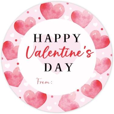 Imagem de Adesivos de Feliz Dia dos Namorados, 5 cm redondos 60 peças adesivos de dia dos namorados para embrulho de presente, envelopes, cartões, artesanato DIY (coração)