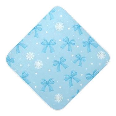 Imagem de Burbuja Toalha de banho de bebê Bows Snowflakes - Toalha com capuz de musselina macia e absorvente para recém-nascidos, 89 x 89 cm