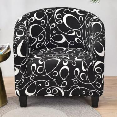 Imagem de Capas de cadeira estampadas redondas, capa de poltrona elástica, protetor de móveis removível, com fundo elástico para cafeterias, bares e quartos de hóspedes - Tipo 10||Meio círculo único 65-90 cm