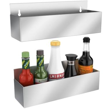 Imagem de appacare 2 peças de suporte de garrafa de licor de aço inoxidável de 38 cm, suporte de garrafa de trilho de velocidade única, suporte de parede para armazenamento de garrafas, adequado para bares