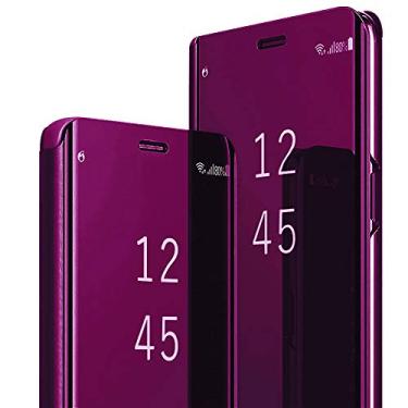Imagem de Capas para celular Galaxy A16 compatíveis com Samsung A16 Flip capa de celular com espelho transparente capa flip couro PU com suporte capa protetora para Samsung Galaxy A16 5G (roxo)