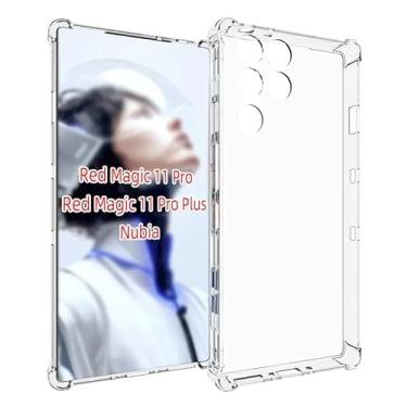 Imagem de Guizzcg Capa para ZTE Red Magic 11 Pro / 11 Pro+ TPU transparente quatro cantos [não amarela] Capa de proteção de nível militar transparente fundo macio, translúcido