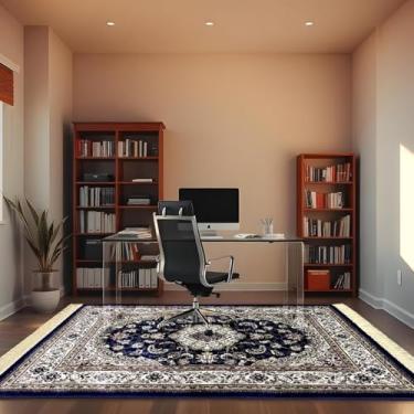 Imagem de 1 Tapete Escritório Grande Belga Luxo Es Cl 140 x 200 Vr (D5Cla Azul Vermelho Bege - Classico Medalhão Floral)