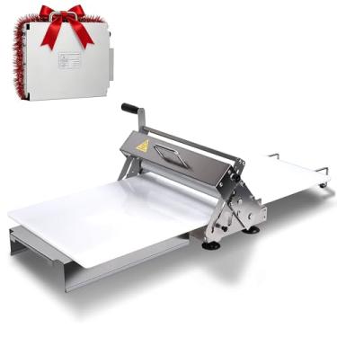 Imagem de Nova folha de massa dobrável de 39,4 cm atualizada, rolo de massa manual ajustável de espessura, folha de aço inoxidável para máquina, pastelaria e pão, para padarias domésticas e comerciais