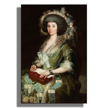 Imagem de OKRA Arte de parede em tela Goya - Decoração de parede Senora CeáN Bermudez - Retrato de uma mulher - Adequado para restaurantes de fast food, lojas de animais de estimação e corredores. Sem moldura