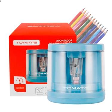 Imagem de Apontador De Lápis Automático Elétrico por Pilhas com Depósito Apontador Escolar Infantil Azul Bebê