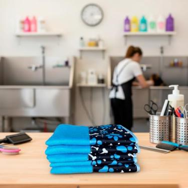 Imagem de Kit com 5 Toalhas de Banho Pet Splash – Toalhas Ultra Absorventes e Confortáveis (Azul)