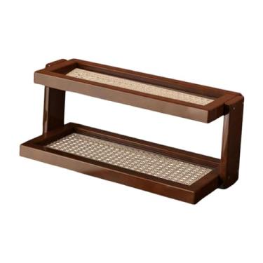 Imagem de Baoblaze Organizador de Canecas de Café com Prateleira Independente, Prateleira Moderna para Exibição de Condimentos, Maquiagem e Estatuetas - Ideal para, Rattan Pp 42x14x17cm