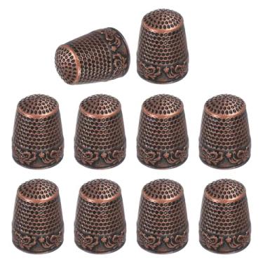 Imagem de PATIKIL Dedal de costura, 10 peças de dedais de metal para costura à mão, protetor de dedo, quilting, kits de suprimentos de artesanato, acessórios, bordado à mão, ferramentas DIY, vermelho cobre