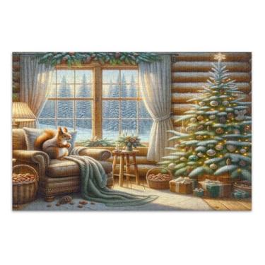 Imagem de Cabana de Natal aconchegante quebra-cabeça engraçado com letras nas costas quebra-cabeças 500 peças grandes para adultos