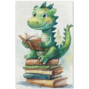 Imagem de Quebra-cabeça de desenho animado de dragão fofo, 500 peças para adultos, pintura de belas artes, quebra-cabeças de paisagem, presentes de elefante branco, engraçado, 51 x 35 cm