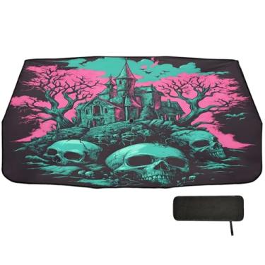 Imagem de Guarda-sol de carro Castle Skulls Para-brisa Bloqueio UV para Caminhão 147 x 75 cm Acessórios de carro