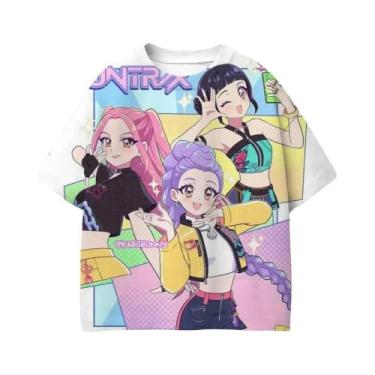 Imagem de Camiseta Kpop Purple Demon Hunters Para Meninas E Meninos, Manga Curta