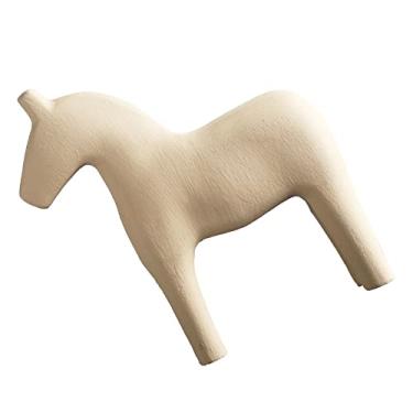 Imagem de YOUTHINK Estatueta de Cavalo de Madeira, Estatuetas Colecionáveis ​​Estatueta de Cavalo Estátua de Artesanato Sueco Vintage para Escritório Familiar Pintura de Mesa Brinquedo Decoração de Casa (L)