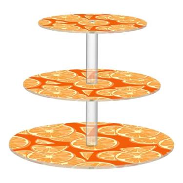 Imagem de Suporte de cupcake de 3 níveis para festa, aniversário, casamento, copo de acrílico, torre de bolo, desenho animado, fatias de laranja, suportes de sobremesa, bandejas de servir para festa, buffet de