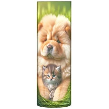 Imagem de Vasos de flores decorativos cilíndricos chow chow cachorro gatinho fofo vaso alto plástico personalizado estética decoração de banheiro, 30 cm x 9,9 cm