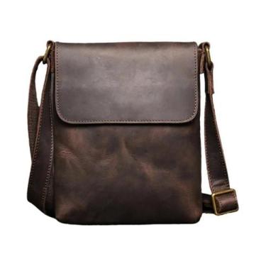 Imagem de Bolsa Transversal Vintage Masculina Em Couro Legítimo, Bolsa De Ombro 