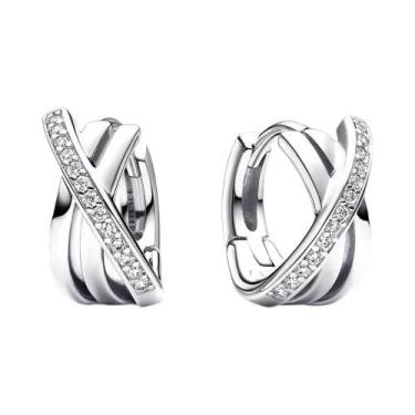 Imagem de Brincos De Argola Femininos Em Prata 925 Com Pingente Em Forma De Cora