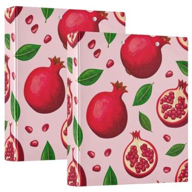 Imagem de Pastas romãs rosa, 3 polegadas, 3 anéis, comporta 200 folhas, portfólio fofo, anel redondo, fichário de escritório, 31,5 x 27 x 6 cm, 1 pacote