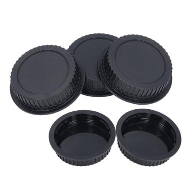 Imagem de Kit de tampa de lente traseira para câmera DSLR EF Mount. Capa de tampa de lente traseira de câmera ABS 5 peças. Otimizado para câmeras DSLR e Micro SLR. Ajuste universal para lentes de montagem EF