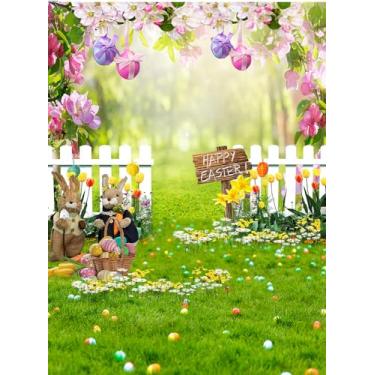 Imagem de LTLYH Cenário De Páscoa 6X8 Pés, Decoração Fotos Com Bokeh Floral Páscoa, Coelho Ovos Coloridos, Cerca, Grama Verde, Decoração, Fundo Fotográfico 173