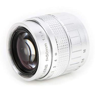 Imagem de GLOGLOW Lente de Câmera Lente de Montagem 50mm F1.4 C para Câmeras Mirrorless, Foco Manual, Construção Metálica, Grande Abertura, 155g para Câmeras Mirrorless, Foco Manual, Metal (Prata)