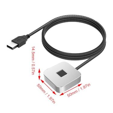 Imagem de POCREATION Leitor de Impressão Digital USB, Correspondência Rápida por Toque de 360 Graus Com Cabo de Extensão de 1,5m, Compatível Com 10 a 11 PCs para Scanner Biométrico de Impressão (Prata)