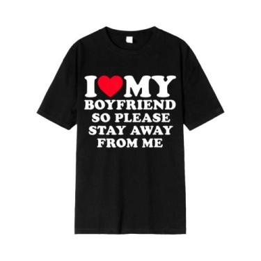 Imagem de Camiseta Engraçada Masculina 'Eu Amo Meu Namorado' Camiseta Feminina '