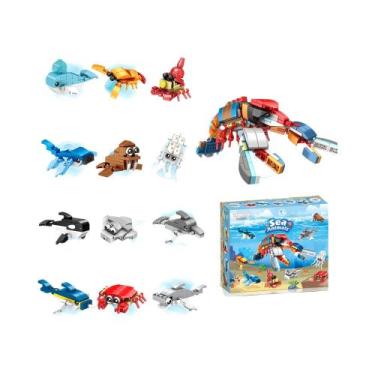 Imagem de Conjunto De Blocos De Montar Dinossauro 12 Em 1 Brinquedo Educativo Pa