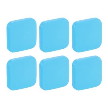 Imagem de Protetor de parede de batente de porta, 6 peças, amortecedor de maçaneta de porta de silicone macio, protetor de maçaneta autoadesivo quadrado para escritório em casa, azul