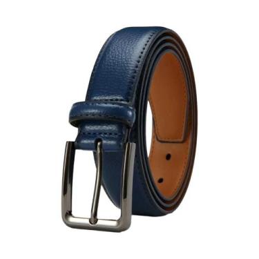 Imagem de Cinto Masculino Grande Com Fivela De Metal Automática Em Couro Legítim