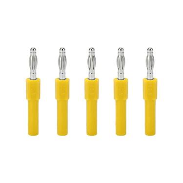 Imagem de Adaptador de plugue banana de 4 mm de alta condutividade PA latão Conversão de 4 mm a 2 mm Plugue banana macho para fêmea para instrumentos industriais multímetros 5 unidades 5 (Amarela)