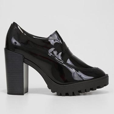 Imagem de Mocassim Moleca Tratorado Salto Alto Verniz Feminino-Feminino