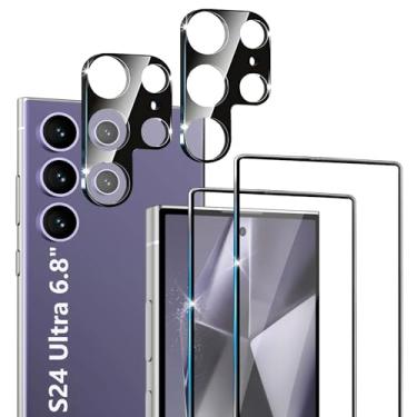 Imagem de XDesign [Pacote com 2 + 2] Protetor de tela para Galaxy S24 Ultra, vidro temperado 9H, resistente a arranhões, suporte ultrassônico para impressão digital, protetor de tela de vidro para Samsung