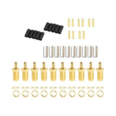 Imagem de Kit De Conectores Coaxiais RF SMA Macho E Fêmea 10 Peças 50 Terminais 