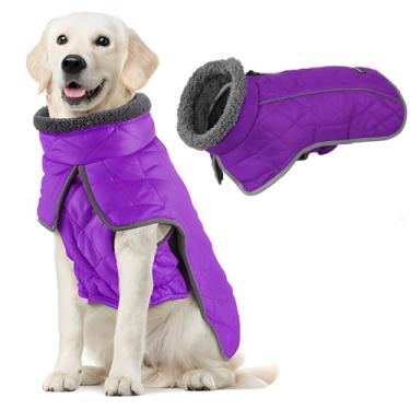 Imagem de Fragralley Casaco de inverno para cães, casaco de cachorro à prova de vento, jaquetas ajustáveis para cães, à prova d'água, roupas de gola rolê, colete de lã para cachorro