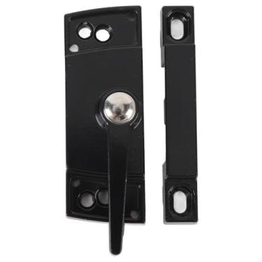 Imagem de Trava de faixa de janela deslizante, design de gancho de câmera de segurança aprimorado, estrutura resistente com liga de alumínio de liga de zinco para janela de batente (preto)