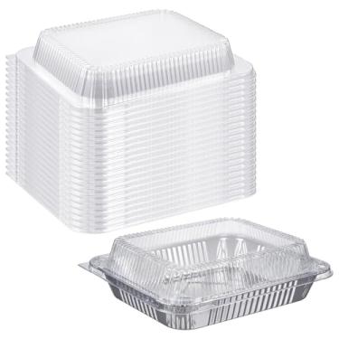 Imagem de Yiyiring 20 peças de tampas transparentes de plástico para panelas de alumínio de 23 x 33 cm, apenas tampas de cúpula descartáveis de 2,5 cm de altura, capa hermética para panelas de mesa a vapor de