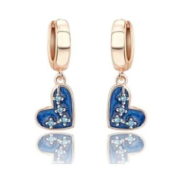 Imagem de Brincos De Argola De Coração Com Pérola Lunar E Cristal Em Prata Ester