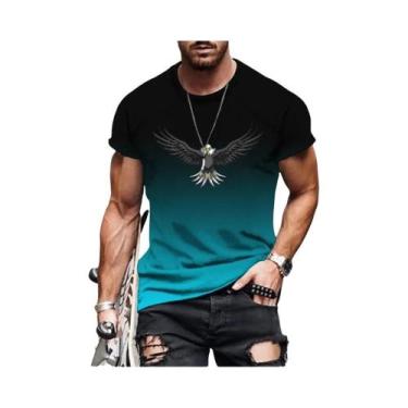 Imagem de Camiseta Masculina plus Size Com Estampa 3D De Águia Em Degradê, Secag