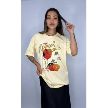 Imagem de Camiseta Estonada de Algodão Aperol Spritz Aruna, G, Amarelo estonado