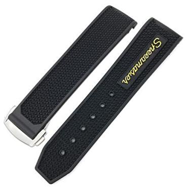 Imagem de ZEDEVB Pulseira de relógio de borracha para Omega Speedmaster 20 mm e 22 mm, fivela de implantação de aço inoxidável (AMARELO, 20 mm)