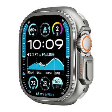 Imagem de BUDAY Capa de metal para Apple Watch Ultra 2 S10 42 mm S10 46m 49 mm 45 mm Capa protetora bumper iWatch séries 9 8 7 6 5 SE 44 mm moldura muda para Ultra(cinza, S10 42 mm)