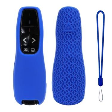 Imagem de Capa para Logitech Wireless Presenter R 400 R400, controle remoto, antiderrapante, capa com suporte de pele com cordão (azul)