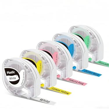 Imagem de Memoqueen Fita de etiqueta de cores mistas compatível com DYMO LetraTag Label Maker Refill 200B LT 100H 100T Plus Labeler compatível com Phomemo P12 LT12 F12, 12 mm x 4 m (1/5.1 cm x 13'), pacote com