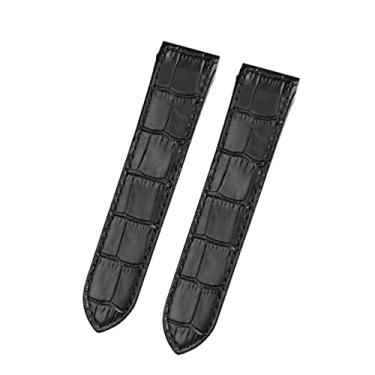 Imagem de ONECMN Pulseira de couro genuíno para cartier Santos Santos 100 pulseira de couro masculina e feminina 20 mm 23 mm (preta, sem fivela, 20 mm)